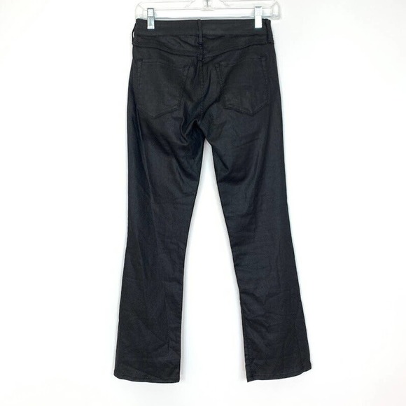 3x1 NYC W2 Split Bell‎ Flare Crop Pant Jeans Coated Black Stretch Denim Size 24 - Picture 5 of 8
